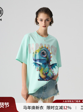 TCH 轻奢夏季新款烫钻百搭个性短袖T恤男女同款T72B106135