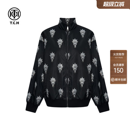 TCH烫钻2026春夏潮牌时尚立领夹克棉服外套男女同款T75C16E9002
