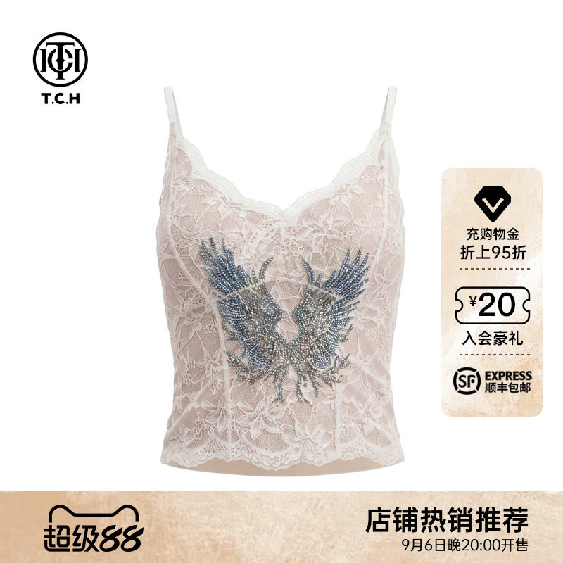 TCH甜辣风烫钻翅膀蕾丝吊带图片