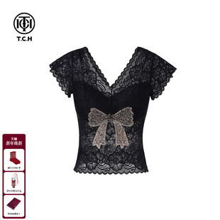 TCH私服25春夏新款 烫钻蕾丝辣妹性感内搭背心T75A03E5026