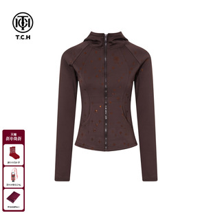 TCH烫钻加绒保暖连帽修身 T75D27E1059 显瘦短外套女潮2025秋冬新款