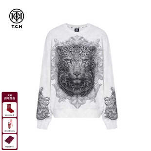 TCH轻奢潮牌豹子头烫钻美式 T75C11E9021 休闲宽松圆领卫衣男女同款
