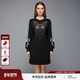 TCH时尚 潮牌蝴蝶烫钻减龄收腰显瘦黑色长袖 连衣裙女T78A30E1006