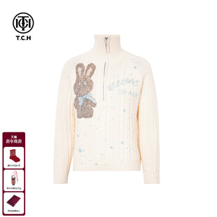 2025冬新款 套头拉链针织衫 T75D09E1166 复古毛衣女烫钻时尚 TCH美式