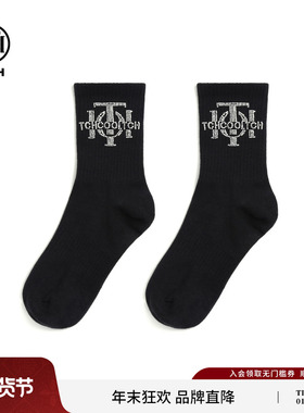TCH轻奢LOGO烫钻烫钻工艺时尚休闲百搭中筒袜子女T72C55E5006