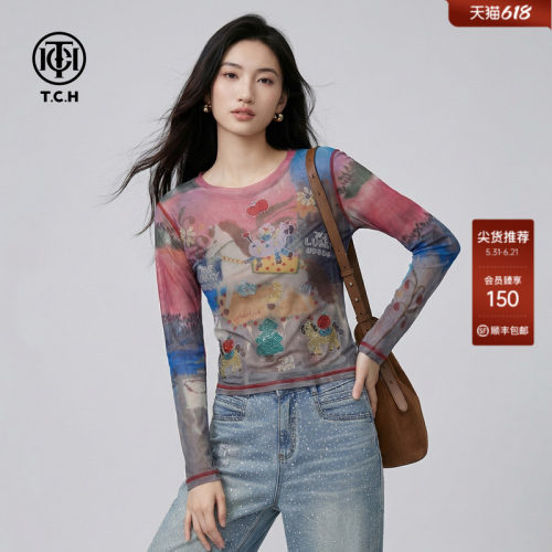 TCH甜辣烫钻小马长袖打底T恤女