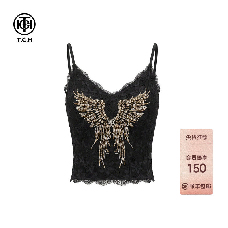 TCH烫钻翅膀蕾丝美背吊带女图片
