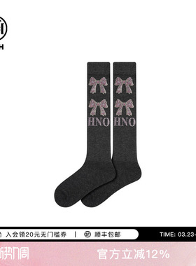 TCH轻奢蝴蝶结烫钻中筒袜时尚百搭小腿袜子外穿搭靴子T75C55E1005