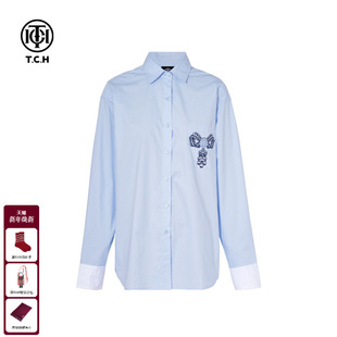 新款 上衣25秋季 T75C13E9009 衬衫 TCH轻奢潮牌烫钻宽松休闲百搭长袖