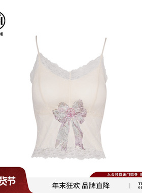 TCH私服烫钻蝴蝶结洋气蕾丝拼接吊带背心25夏季新款T75A14E5017