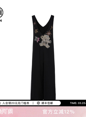 TCH烫钻无袖背带裤休闲宽松慵懒阔腿背心连体裤女T75C20B1001