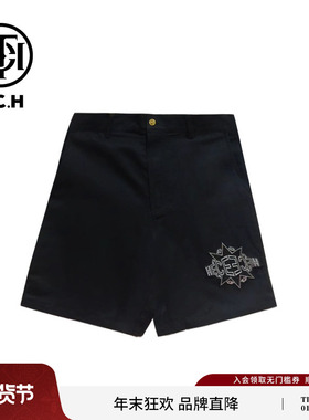 TCH烫钻字母烫钻黑色高腰显瘦休闲短裤女T72B21E6003