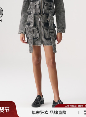TCH轻奢2025春夏新款时尚复古牛仔半裙工装个性短裙T72B228010