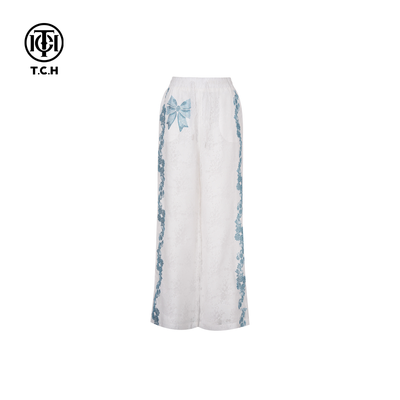 TCH私服2025夏季新款烫钻时尚休闲百搭直筒长裤女T75A20E5154