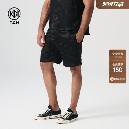 TCH024夏新款烫钻时尚个性短裤男潮牌复古直筒短裤女T72B21602026