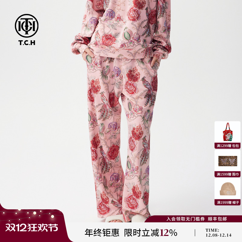 TCH2024秋季新款潮牌新中式印花时尚长裤直筒裤T72C206151