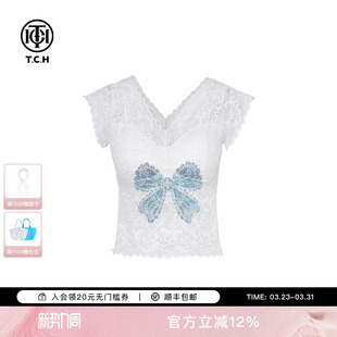 TCH烫钻性感蕾丝美背时尚 T75A03E5032 百搭打底背心女2025夏新款