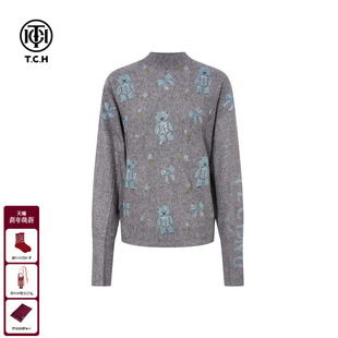 T75D09E1271 烫钻小熊套头毛衣女慵懒宽松针织衫 TCH2025冬季 新款