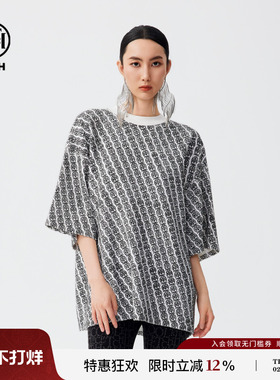 TCH烫钻满印LOGO短袖T恤夏季时尚百搭上衣男女同款T72C106066