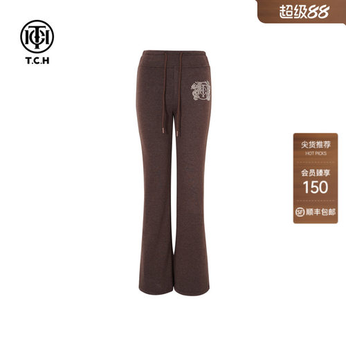 TCH2025秋冬烫钻时尚百搭瑜伽裤修身加绒微喇打底裤女T75D20E1175