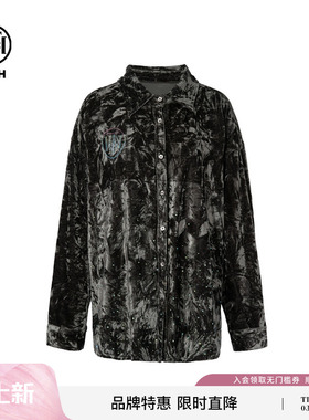 TCH轻奢满天星烫钻丝绒时髦宽松百搭衬衫女25秋季新款T75C13E1021