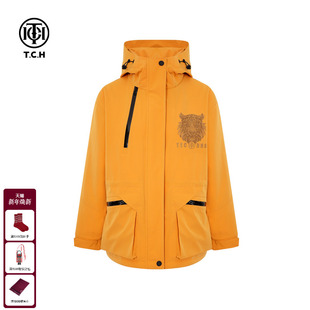 连帽保暖冲锋衣羽绒服外套女T75D19E1023 防风冬季 TCH轻奢时尚 工装