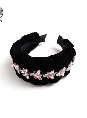 TCH轻奢时尚法式宽边发箍女麻花高颅顶黑色头箍头饰女T75D61E1007