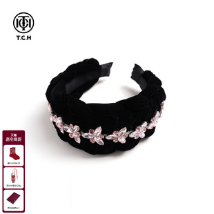 TCH轻奢时尚 宽边发箍女麻花高颅顶黑色头箍头饰女T75D61E1007 法式