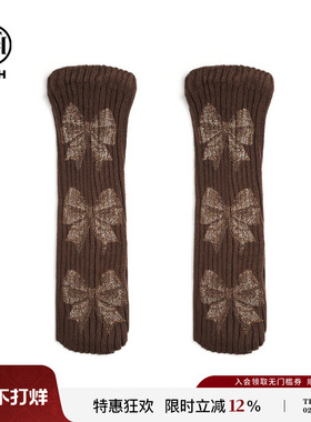 TCH时尚烫钻蝴蝶结堆堆袜咖色小腿袜袜套2025秋冬新款T75D47E5000