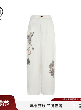 TCH私服氛围感烫钻时尚百搭白色直筒休闲裤25秋冬新款T75C20E1167