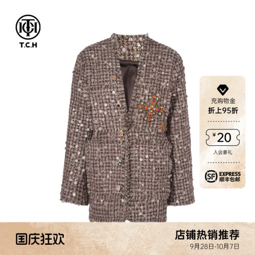 TCH烫钻法式高级羊毛小香风外套女潮2026秋季新款T75C27E5007