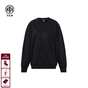 秋冬新款 TCH潮牌重磅烫钻满印时尚 休闲痞帅圆领卫衣女情侣衫