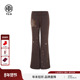 女2025冬新款 TCH美式 烫钻咖色薄绒垂感显瘦休闲微喇裤 T75D20E1142