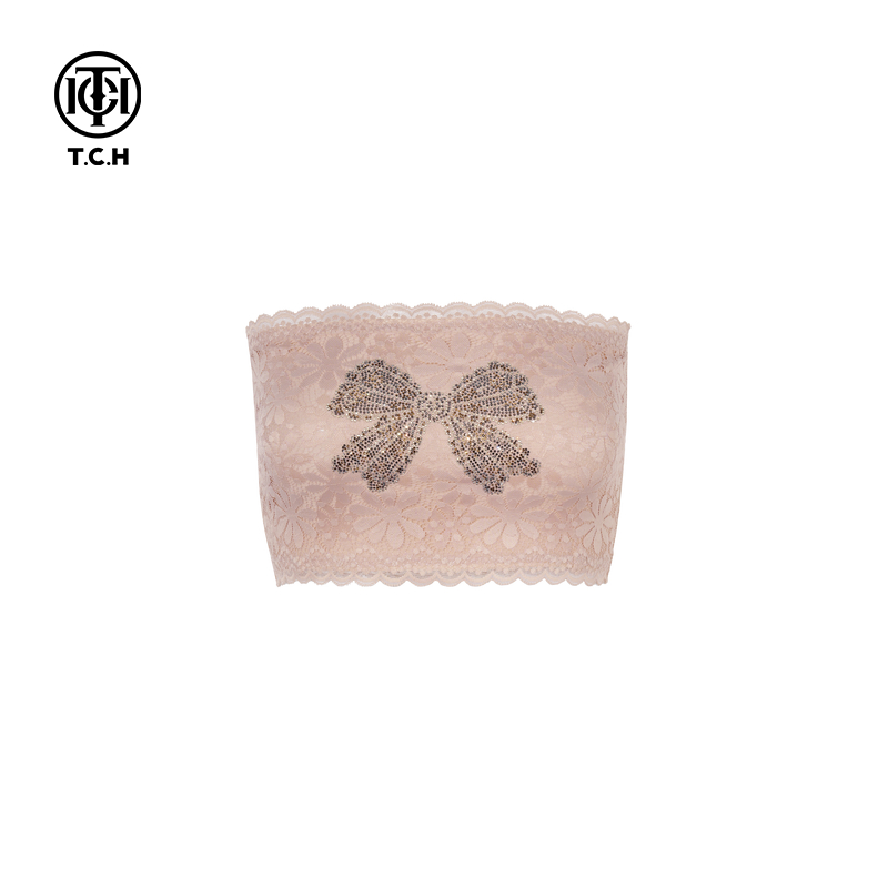 TCH私服烫钻蕾丝抹胸内衣女无肩带打底防走光内搭背心T75C03E1008