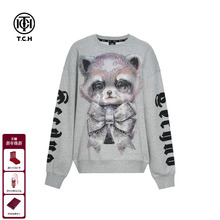 TCH轻奢卡通烫钻潮牌时尚休闲宽松圆领卫衣男女同款T75C11E9013