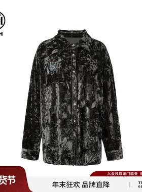 TCH轻奢满天星烫钻丝绒时髦宽松百搭衬衫女25秋季新款T75C13E1021