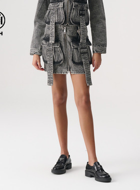 TCH轻奢2025春夏新款时尚复古牛仔半裙工装个性短裙T72B228010