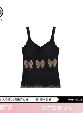 TCH私服蝴蝶结系列烫钻带杯垫吊带背心新款T75A03E5001