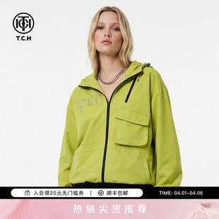 TCH潮酷风烫钻翅膀连帽户外宽松工装 T78A27E5003 休闲外套男女同款