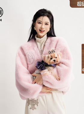 TCH轻奢烫钻早秋千金风百搭减龄V领小香风毛毛外套女T75D05E1001