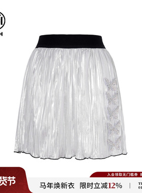 TCH私服烫钻网纱拼接显瘦短款流光压褶复古半身裙女夏T75C22B1002