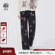 TCH26春夏款 潮牌甜酷小熊烫钻深蓝色宽松阔腿牛仔裤 女T78A20E1133