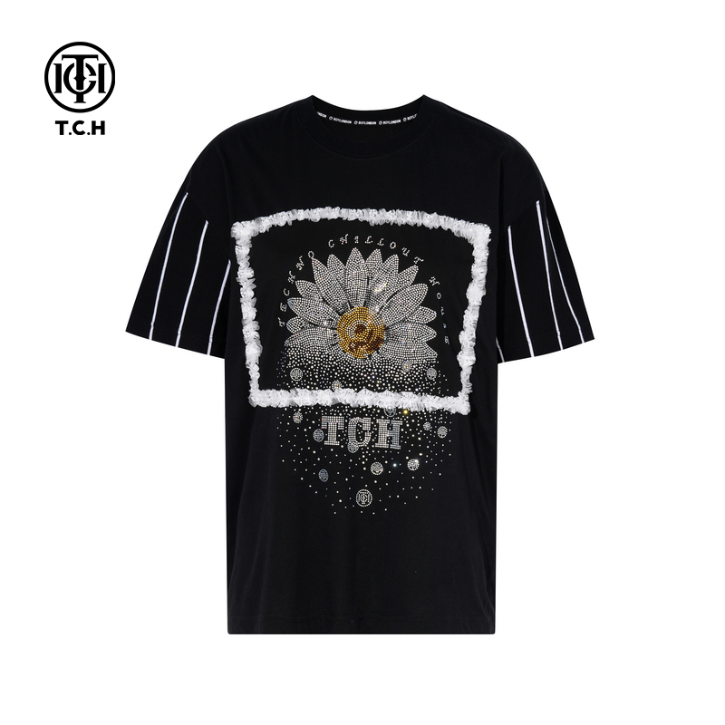 TCH私服烫钻设计感时尚休闲百搭短袖T恤女25秋季新款T75C10B1025