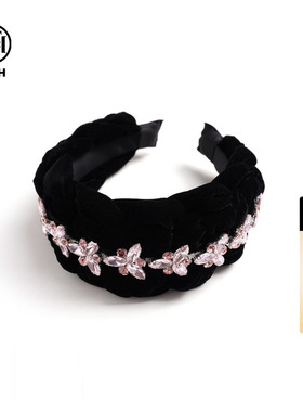 TCH轻奢时尚法式宽边发箍女麻花高颅顶黑色头箍头饰女T75D61E1007