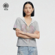 T恤女T78A10E1015 翅膀烫钻灰色蕾丝连帽V领显瘦短袖 TCH26夏季 新款