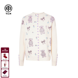 TCH时尚 上衣女T75D43E1105 烫钻秋冬氛围感气质百搭半高领针织开衫