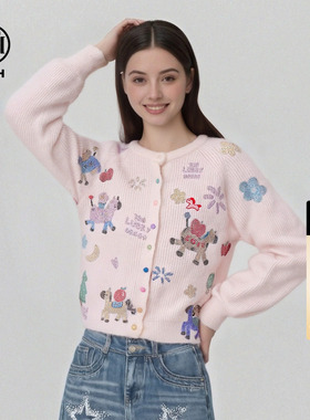 TCH减龄少女感彩钻小马软糯温柔百搭针织开衫上衣女T75D43E1141