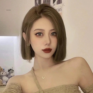 一刀切假发假发短发一刀切假发一刀切一刀切假发无刘海中分八字