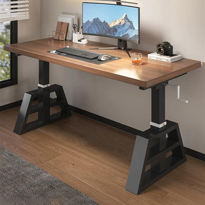 实木可升降电脑桌客厅家用茶几餐桌两用学习书桌手摇升降桌茶桌台