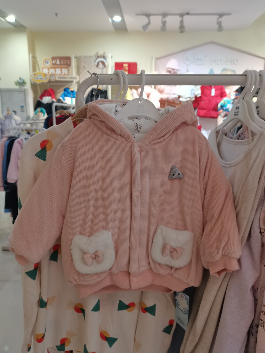 婴姿坊女童棉服秋冬夹棉加厚外套连帽保暖上衣休闲棉衣断码清仓